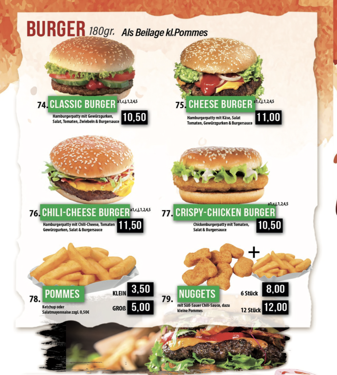 Burger, Pommes und Nuggets für eine abwechslungsreiche Mahlzeit 